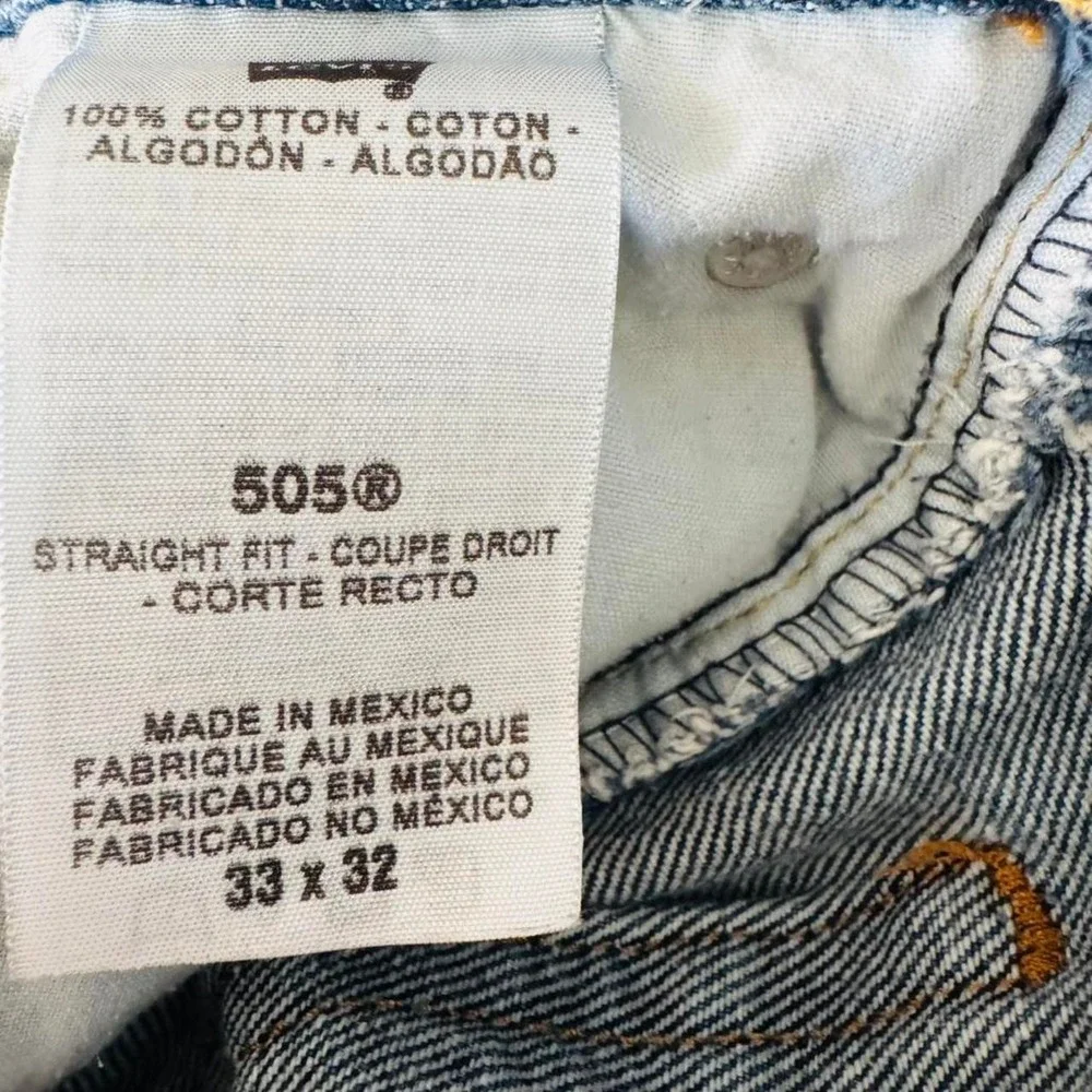 Levi's 505 Men's Straight Fit Jeans Dark Wash Blue Denim Classic Sz 33x32